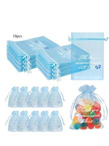 10 piezas/20 piezas Bolsas de regalo transparentes de organza rosa/azul para baby shower, bolsas de favor para baby shower a granel con diseño de cordón y red, tamaño 4x6 pulgadas, para obsequios de fiesta, cosméticos y bolsas de regalo - Multicolor - Ver 13