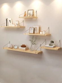 1 Peça Prateleira de Parede, Prateleira de Armazenamento de Linha Única, Sem Furos, Prateleira Suspensa para Decoração de Parede do Quarto, Prateleira de Madeira para Quarto