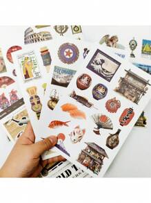 32 tờ nhãn dán Washi và 20 tờ giấy dán sổ lưu niệm, chủ đề kiến trúc du lịch thế giới, sổ dán sổ lưu niệm, sổ kế hoạch, văn phòng phẩm thẩm mỹ, đồ dùng học tập, trở lại trường - Nhiều màu - Xem 4