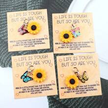 1pc/4pcs Unique Butterfly Sunflower Keychain - Adorable Accessory For Bag, Backpack, Or Purse - Perfect Gift Idea For Him, Boyfriend, Or Husband, Inspirational Daily Motivation Car Accessories Bag Charm School Cute Goth Y2k Bag Accessories Lanyards With Id Holder Car Accessories Bag Charms - Multicolor - View 12
