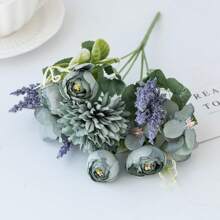1PC/3PCS Artificial Flowers Silk Hydrangea Bouquets Fake Tea Roses For Spring Wedding Vase For Home Dining Room Bedroom Decorations, Festival Birthday Party Accessories, Outdoor Garden Decorations Gifts Graduation