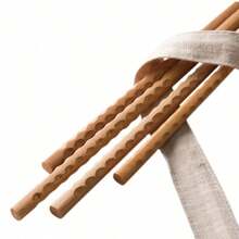 1pair Japanese Style Extra Long Jujube Chopsticks For Cooking And Eating Fried Foods, Noodles, Etc.,Kitchen,Christmas Gift - Khaki - View 5