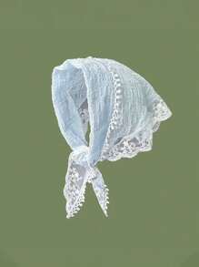 2 件法式蕾丝三角围巾，优雅甜美头带，适合乡村、海滩度假 - 彩色 - 查看 10