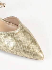 Women's Pointed Toe Elegant Chunky Heel Sandals, Fairy Aesthetic, Sparkling, Versatile For Spring & Summer