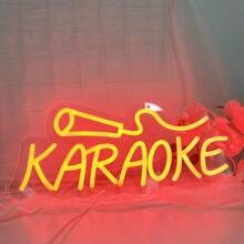 Fomzze Karaoke Neon Lights, Music Neon Lights, Wall Decorations, Suitable For Wall Art Decoration In Music Bars, Pubs, Clubs, Karaoke Venues, Illuminating Your Space, Red, 5V USB Power Supply