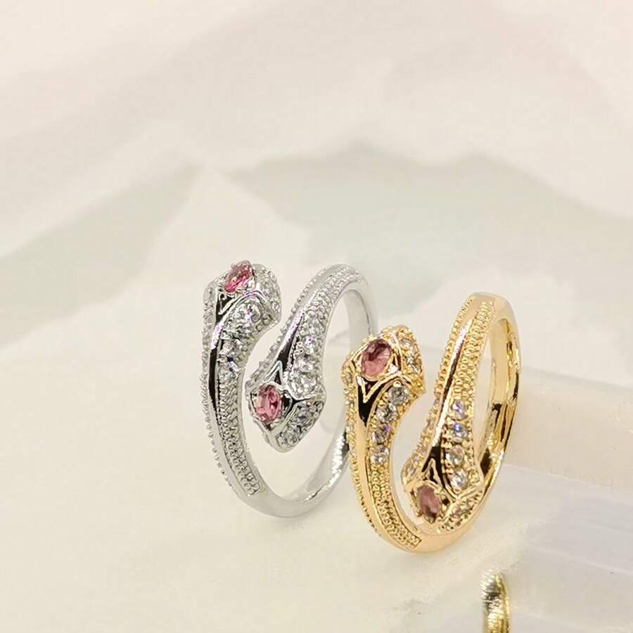 1 件时尚女士别致百搭配饰戒指，镶嵌合成方晶锆石，高品质，适合派对、约会、礼物，经典简约设计