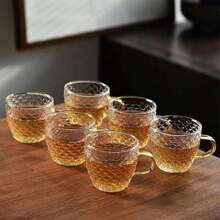 Juego de 12 piezas/6 piezas/4 piezas/2 piezas de taza de vidrio con patrón de escamas de dragón, taza de café, copa de vino, taza de té de 120 ml, taza de lujo, vaso de whisky, adecuado para té, café, hogar, oficina, cafetería