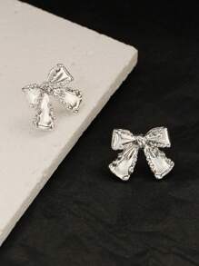 1 Pair Fashionable Minimalist Elegant Bow Stud Earrings, Suitable For Daily Wear Or Gift To Friends - Bow - View 3