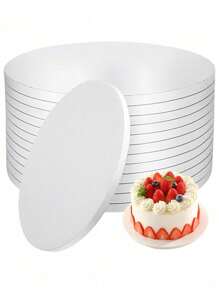 1/2/3/4pcs White/Gold 8/10/12 Inch Round Cake Boards, Thick Cardboard, Sturdy Cake Bases, Cake Platforms, Ideal For Baking DIY Cakes And Pastries, Home Kitchen Baking Supplies, Suitable For Holidays, Parties, Birthdays, Weddings, Valentine's Day, Easter, Back To School, Mother's Day, Summer, Halloween, Christmas - Multicolor - View 3