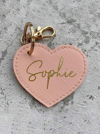 Personalized Heart Keyring, Monogram Heart Key Clip, Faux Leather Bag Charm, Initials Keychain, Gift For Her, Birthday, Bridesmaid, Laser Engraved On PU Leather, Dawg, Engraved, Stainless, Cute, Funny, Kawaii, Y2K, Unisex, Casual, Custom, Personalized, Customized, Ideal Gifts For Him, Her, Boyfriend, For Graduation, For Housewarming, For Weddings