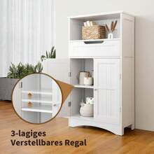 Bathroom Cabinet, Storage Cabinet Bathroom Cabinet With Large Drawers, 2 Doors, With Adjustable Shelves, For Bathroom, Living Room And Bedroom, With Tilting Function - trắng - Xem 8