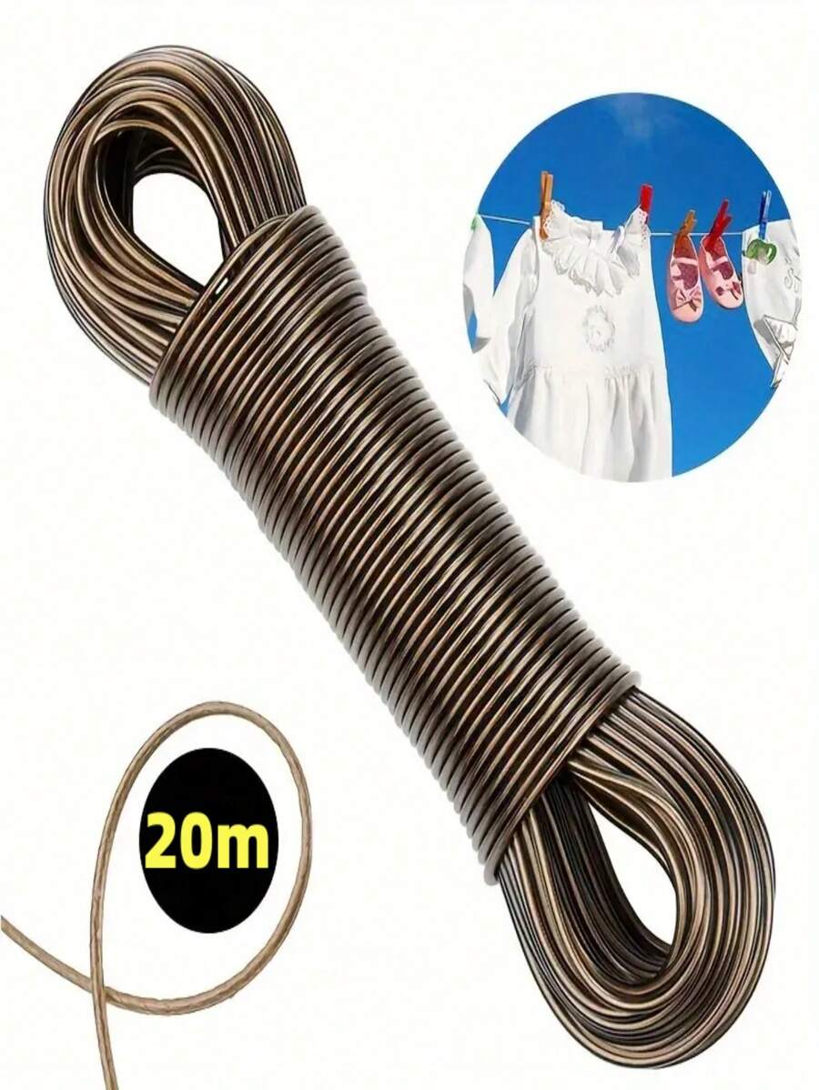 Outdoor Plastic Coated Steel Wire Rope, Suitable For Drying Clothes, Tent Rope, Dog Leash - Coffee Brown - View 1