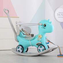 Rocking Horse For Toddlers, Balance Bike Ride On Toys With Push Handle, Backrest And Balance Board For Baby Girl And Boy, Unicorn Kids Riding Birthday(Available In Pink And Blue) - Blue - View 1
