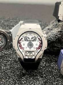 1 件独特时尚男士不对称形状腕表，时尚休闲运动学生手表，时尚、休闲、商务、混合刻度、圆形表盘，适合日常佩戴、装饰、送给朋友或父亲的节日礼物 - 彩色 - 查看 15