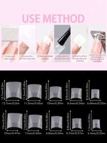 100 pièces/boîte Faux ongles courts carrés, couvre-ongles transparents à demi-couverture, style français. Pointes artificielles fausses pour extension d'ongles acryliques, manucure, pose à clipser