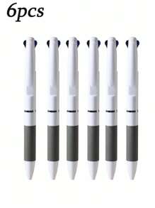 10/8/6/4/2/1 Pack Simple 3-Color Practical Push Ballpoint Pen Multi-Color Pen Student Office Black, Red And Blue 3-Color Integrated Push Ballpoint Pen Office Supplies, Exam Supplies, Back To School Supplies
