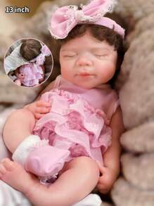 13 Inch Already Painted Whole Body Silicone Reborn Doll Pascale Realistic Simulated Newborn Girl With Rooted Hair Real Touch Bebe Doll For Birthday Gifts - Reborn Doll - View 3