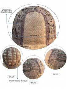 前额蕾丝 4*1，1 片合成耐热直发无刘海亚麻米灰色 26 英寸全编织日常自然逼真假发 - 米色 - 查看 9