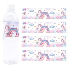 10/24 pièces Stickers de bouteille Licorne Arc-en-ciel, Motifs de licorne rose violet arc-en-ciel, nuages, étoiles, ballons. Décorations de bouteille d'eau pour mariage, baby shower, anniversaire. Décorations de table, de pièce, décoration de fête d'anniversaire, cadeaux de fête, étiquettes autocollantes de décoration de bouteille, décorations de fête, cadeaux de fête