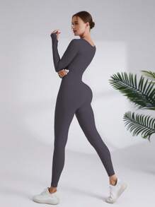 TCVC Women's Seamless Knit Fashion Long Sleeve Jumpsuit, High Elastic Sports Jumpsuit, Skin-Friendly Material, Body-Shaping, Casual & Versatile, Suitable For Autumn/Winter Sports & Yoga - Multicolor - View 3