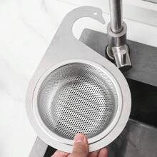 1pc Stainless Steel Sink Strainer Basket Removable Goosehead Storage Drainage Basket Kitchen Hanging Drain Rack - Stainless Steel Color - View 10