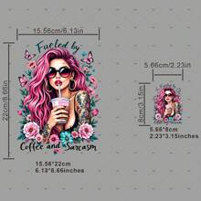 1 pieza/2 piezas/3 piezas Parches con patrón "Impulsado por café y sarcasmo" para aplicar con plancha en camisetas, sudaderas, pantalones vaqueros, bolsos, ropa, accesorios, máscaras, vaqueros, mochilas, sombreros y almohadas - Lavable y de larga duración