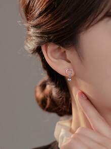 GAGAFEEL 1 件 925 纯银猫铃铛耳环，时尚可爱小耳环，简约耳环配饰，斋月礼物，珠宝礼物 - 銀色 - 查看 6