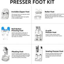 11Pcs Sewing Machine Presser Feet Set For Low Shank Sewing Machine Brother Singer Janome Babylock Kenmore Euro-Pro White Juki New Home Sewing Machines - Silver - View 3