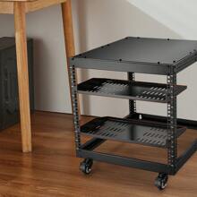 1-2U Server Rack Shelf, 16"/406mm Or 10"/254 Mm  Depth, 50lbs Max Load Capacity Vented Cantilever Or Wall Mount Rack Mount Shelf With Tray, Good Air Circulation For 19"/482.6mm Network Cabinet Or Equipment Rack, Black - 2PCS 1U, 10"/254 mm Depth - View 1