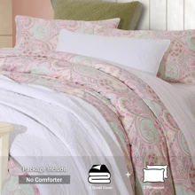 LISSTHER 3pcs 600 TC Duvet Cover Set (Without Core), Vintage Classic Paisley Print, Soft Breathable & Skin-Friendly Bedding Set,  Include 1 Duvet Cover And 2 Pillow Case, Suitable For Home, All-Seasons - 粉色 - 查看 3