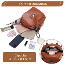 VASCHY Mini Backpack For Women, Water Resistant Small Ladies Backpack Women Leather Backpack Purse 3 Ways To Carry Rucksack Bag For Girls With Detachable Straps, School Backpack - Brown - View 3