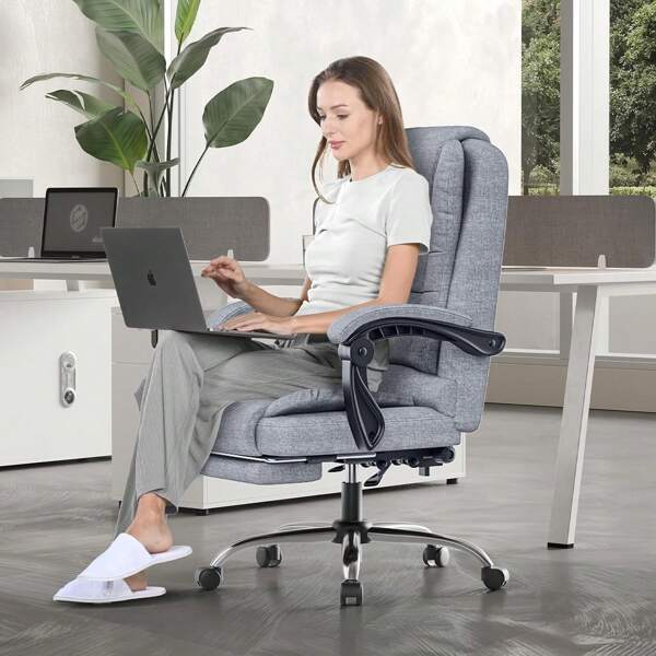 Bigzzia Ergonomic Office Chair With Large Padded Seat, Height Adjustable Reclining Office Chair,High Back Office Chair