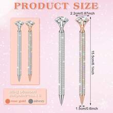 9 Pcs 3 Colors Diamond Pens, Rhinestone Case With Diamond Ballpoint Pens, Wedding Bridal Favors Gift, Black Ink Glitter Pens For Birthday Party Gift Supplies Back To School