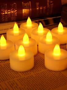 6/12/24 件 LED 电子茶灯，电池供电无焰蜡烛，茶灯蜡烛灯浪漫蜡烛灯适合生日派对、婚礼装饰 - 暖白光 - 查看 5