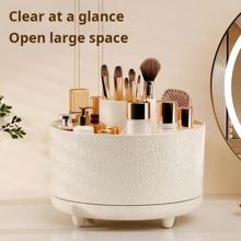 Soporte giratorio de lujo para almacenamiento de brochas de maquillaje, organizador de escritorio de plástico para el hogar y el dormitorio - Multicolor - Ver 1
