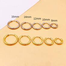 2PCS 8mm/10mm/12mm/14mm/16mm/18mm Círculo Redondo Aço Inoxidável Pequenos Brincos de Argola Para Mulheres Homens Cartilagem Orelha Piercing Jóias