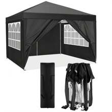 tooluck 10*10 Pop Up Tent With 4 Removable Sidewalls, Waterproof Commercial Instant Shelter Party Tent Outdoor Portable Canopy Tent For Party With Carry Bag, Ropes, Pegs - Black - View 6