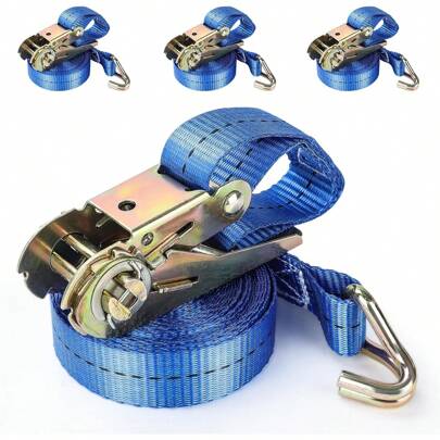 Youyijia 4x 800 Kg 5M Ratchet Straps 25 Mm Ratchet Tie Down Straps Load Securing Straps With J-Hooks And Adjustable Buckle Heavy Duty Tensioning Belts For Trailer Motorcycle  Kayak Luggage Cargo