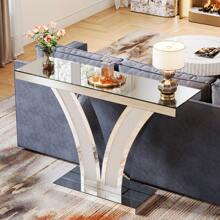 Tribesigns Mirrored Console Table, Modern Sliver Entryway Sofa Table With Crystal Inlay Frames For Living Room, Hallway, Foyer - Mirrored Silver - View 4