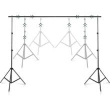Heavy Duty Photography Studio Backdrop Stand Screen Background Support Kit+Case, 2x2M/2x3M - Black - View 2