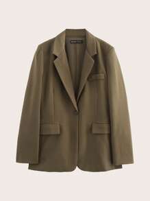 Blazer informal de corte holgado, primavera/otoño - Café integral - Ver 1