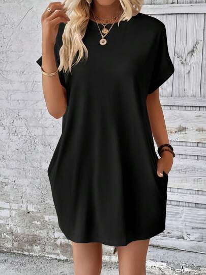 Vestido manga morcego de malha premium soltinho verão moda feminina