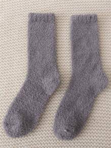 Women Winter Cozy Warmly Soft Fuzzy Solid Color Socks Comfort Fluffy Anklet Crew Socks