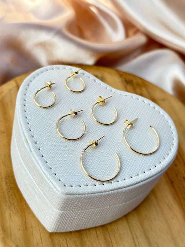 Trio Argola 3 pares moda folheado a ouro ou prata Unisses Argolas