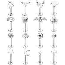 1pc Piercing Jewelry For Women Men 16G 6MM 8MM Helix Cartilage Conch Earring Stud Stainless Steel Internally Threaded Medusa Lip Monroe Ring Labret Nose Stud Set