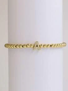 经典时尚锆石字母吊坠可调节链条手链，奢华A-Z字母手链，女士珠宝礼品 - 金色 - 查看 6