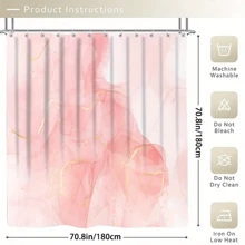 4pcs Pink Gold Patterned Marble Curtain Shower Curtain Decoration, Beautiful Housewarming Gift Modern Home Decoration, Waterproof Shower Curtain And Toilet Floor Mat Three Pieces Set With 12 Shower Curtain Hooks Room Decor Bathroom Accessories Back To School Fall Decor Bathroom Decor