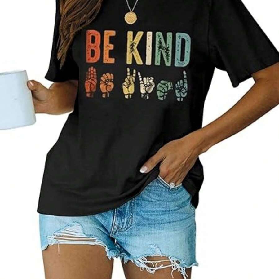 Women Be Kind Shirt Short Sleeve Graphic Tees Loose Fit Tshirts Cute Casual Summer Tops Funny Teacher Outfits