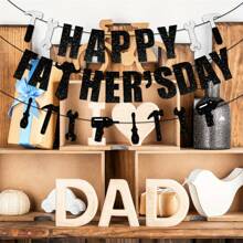黑色闪光父亲节快乐横幅，我们爱爸爸横幅，父亲节派对装饰品，最佳爸爸父亲节横幅，父亲节派对用品照片道具 - Black Glittery - 查看 6