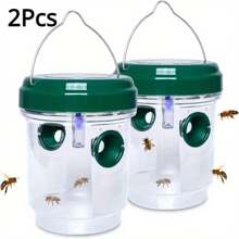 2 Pcs Solar Wasp Traps Outdoor Hanging, Solar Powered Wasp Killer Hanging For Outside With UV LED Light, Reusable Bee Trap Catcher Outdoor, Yellow Jackets Fly, Flying Insect And Wasps, Indoor Outdoor Patio Garden Home - Multicolor - View 15